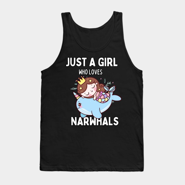 Just A Girl Who Loves Narwhals Tank Top by ODIN DESIGNS